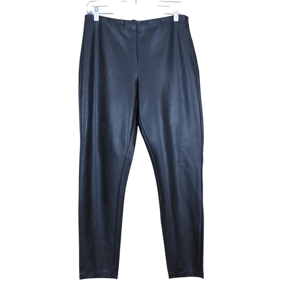 Banana Republic Chic Sleek Rock Star Black Devon Faux Leather Slim Pants 10‎